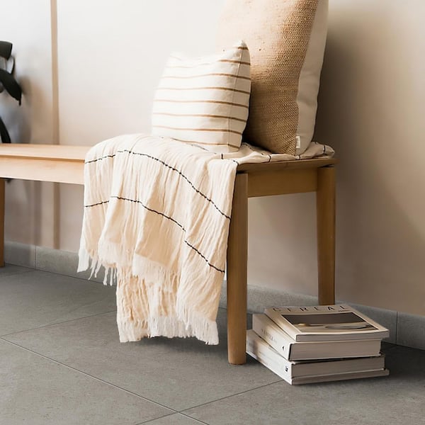 Iris Tortora Gray 2.75 in. x 23.62 in. Matte Porcelain Bullnose Wall Tile Trim