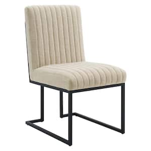Indulge Beige Channel Tufted Fabric Dining Chair
