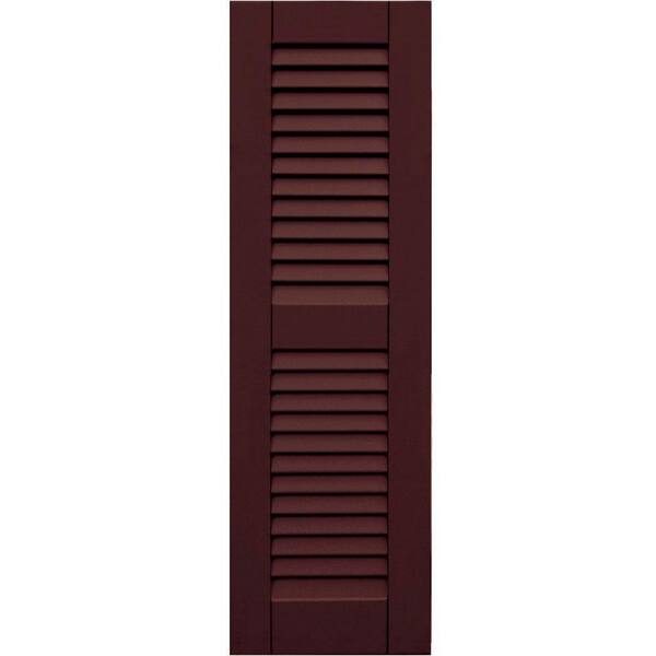 Unbranded Wood Composite 12 in. x 39 in. Louvered Shutters Pair #657 Polished Mahogany