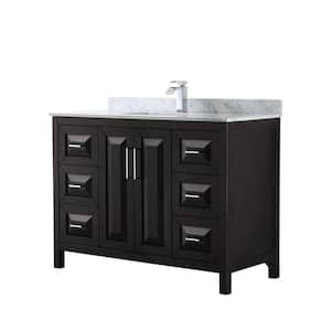 Daria 48 in. Single Bathroom Vanity in Dark Espresso with Marble Vanity Top in Carrara White with White Basin