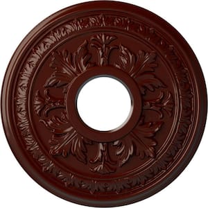 1-1/2" x 15-3/8" x 15-3/8" Polyurethane Baltimore Ceiling Medallion, Brushed Mahogany