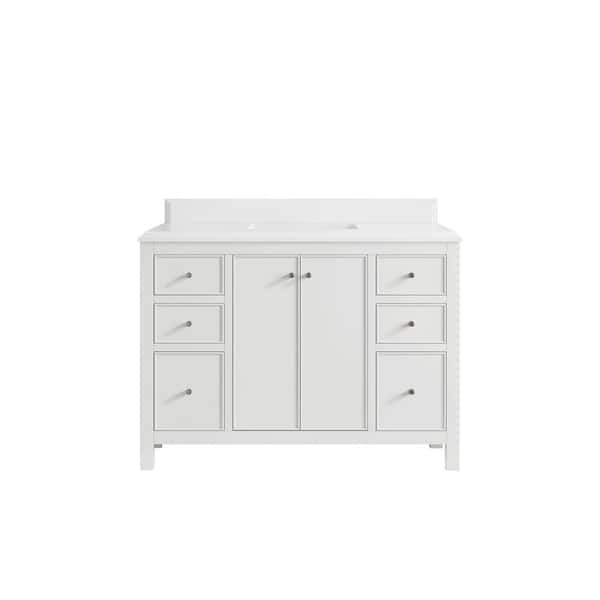 Willow Collections Chicago 48 in. Single Sink Freestanding White Bath Vanity with Empira White Qt. Top Unassembled
