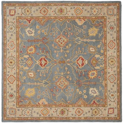 Safavieh Antiquity Light Blue Ivory 8 Ft X 8 Ft Round Area Rug At249a 8r The Home Depot