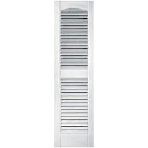 Builders Edge 14.5 in. x 80 in. Louvered Vinyl Exterior Shutters Pair ...