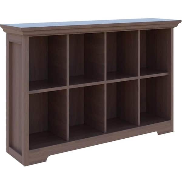 27.4 in. H x 50 in. W x13.4 in. D  Walnut Wood 2 Tiers Floor 8- Cube Organizer