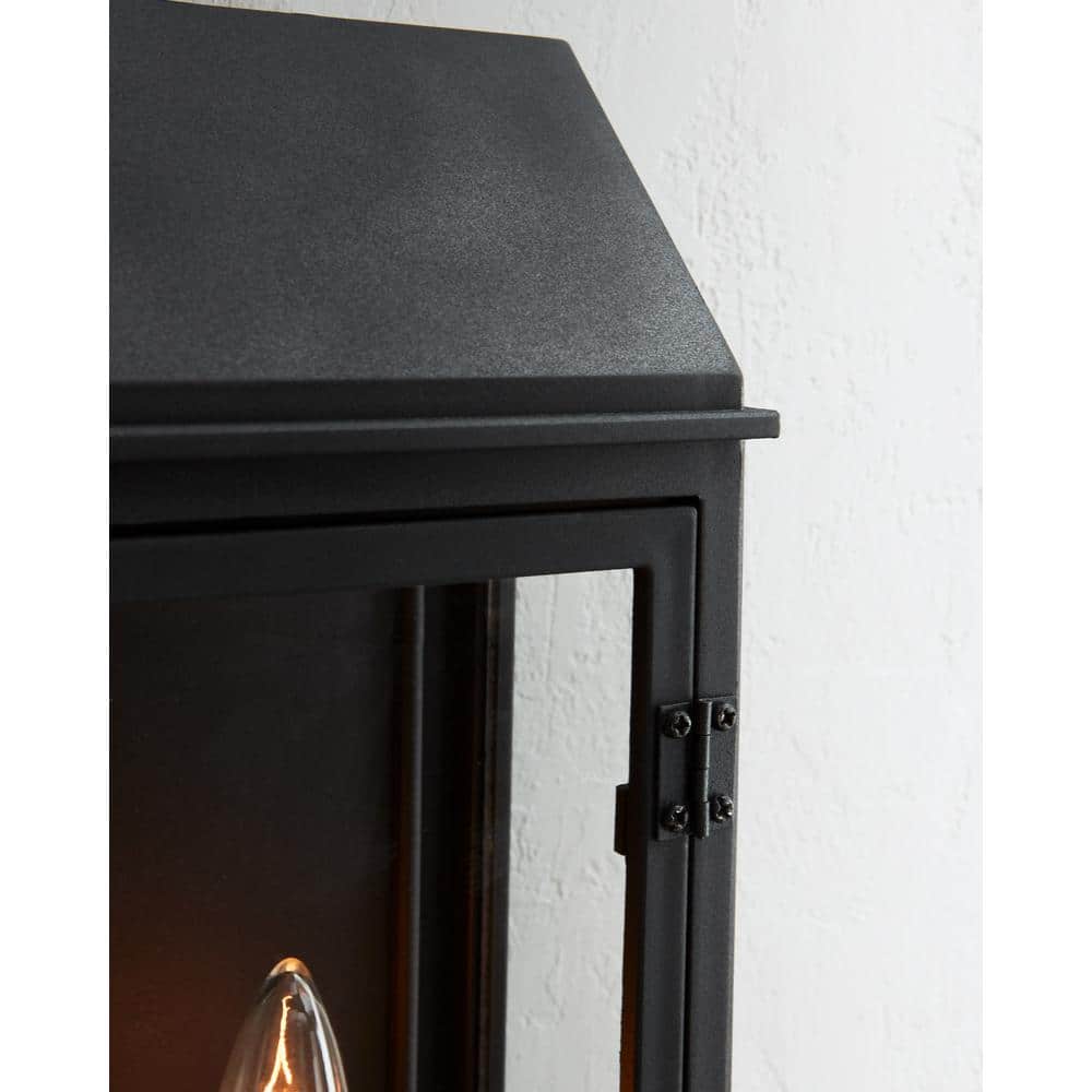 Black Aluminum 2-Light Outdoor Wall Lantern