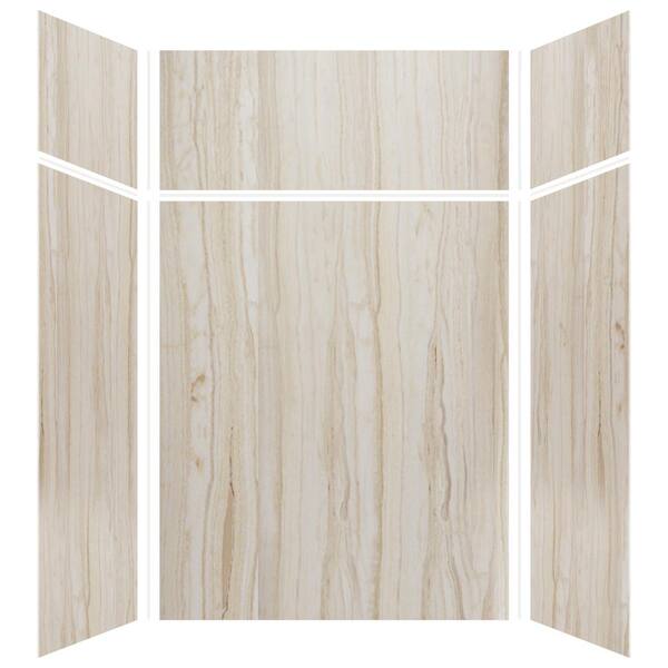 Transolid Expressions 42 in. x 60 in. x 96 in. 4-Piece Easy Up Adhesive Alcove Shower Wall Surround in Sorento