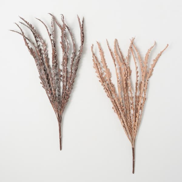 SULLIVANS 28" Artificial Brown Faux Dried Blush Fern Bush - Set of 2