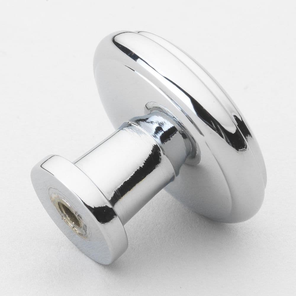 Polished Chrome Round Cabinet Knob with Mounting Hardware