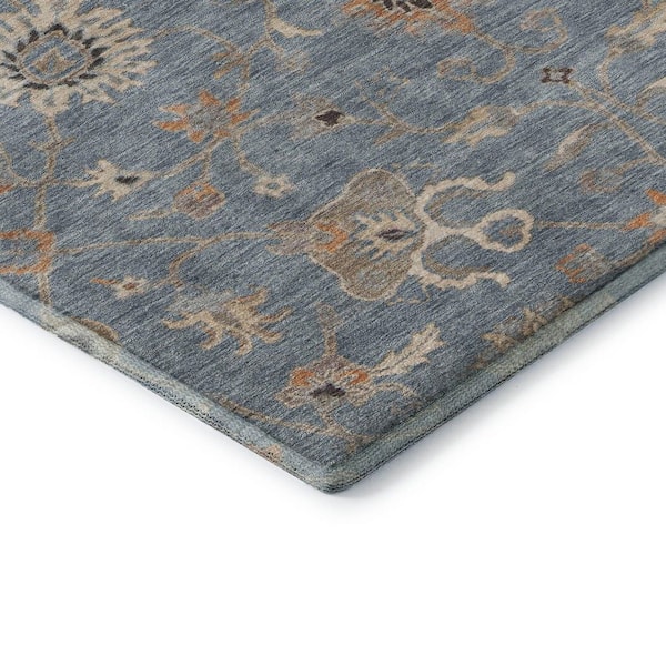 Mayfield Premium Machine Washable Abstract AMF1137 Denim 9 ft. x 12 ft. Area Rug