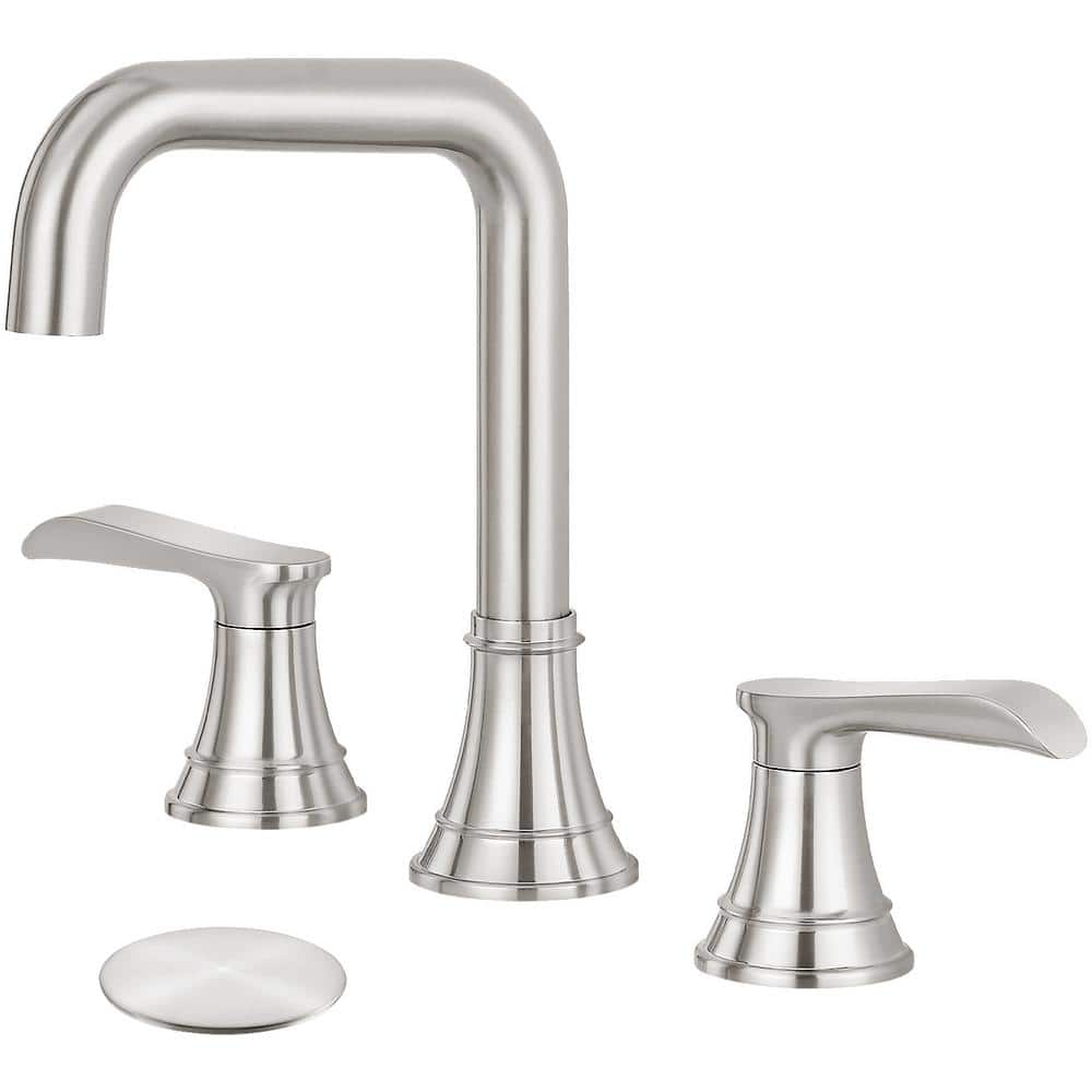 8 in. Widespread Double-Handle Bathroom Faucet with Pop-Up Drain in Brushed