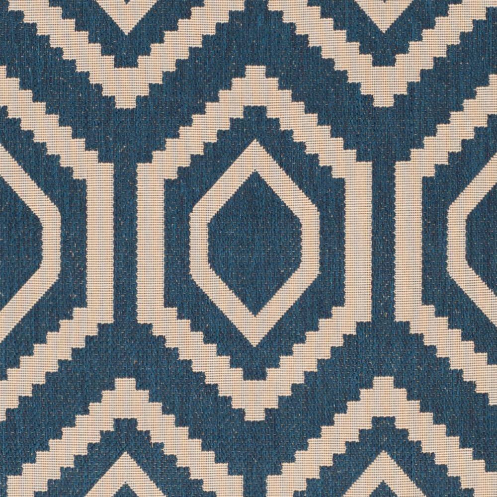Navy and Beige Honeycomb Pattern Indoor/Outdoor Rug, 9' x 12'