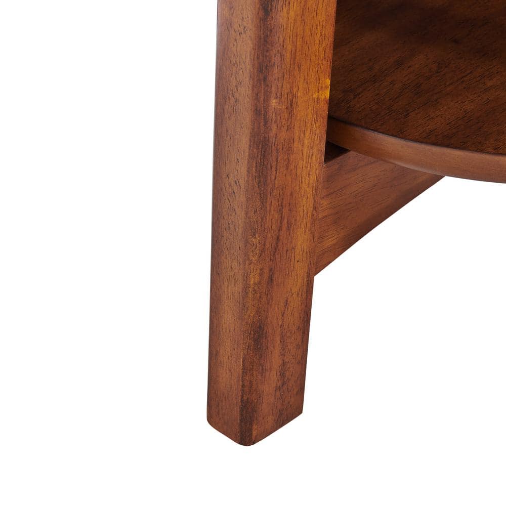 Chestnut Warmth 20" Round Mid-Century Modern Wood End Table