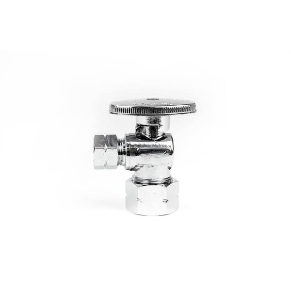 5/8 OD Comp 1/2-in Nominal 20-Pack x 3/8-in OD Outlet Chrome Plated Brass 1/4-Turn Angle Stop Shutoff Ball Valve 