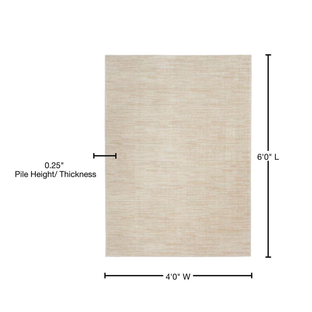 Elegant Ivory-Beige Round Indoor/Outdoor Area Rug, 4' Diameter