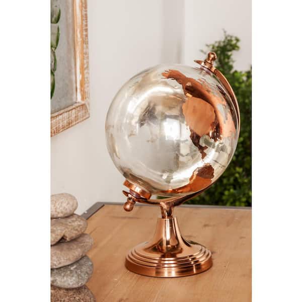 13 in. Copper Aluminum Decorative Globe with Glass Globe