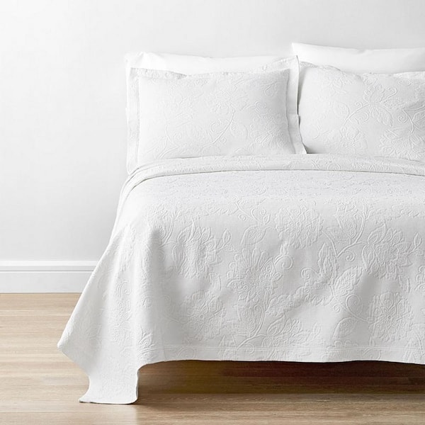 The Company Store Putnam Matelasse White Cotton Queen Coverlet 50170QQ