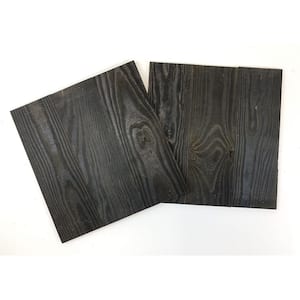 0.5 in. x 16 in. x 1.3 ft. Black Home Decoration Wood Wall Art Picture Frame Weathered Barn Wood Boards (Set of 2)
