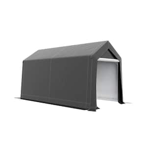 7 ft. x 12 ft. Heavy-Duty Steel Outdoor Storage Portable Garage with Ventilation Window and Large Door in Gray