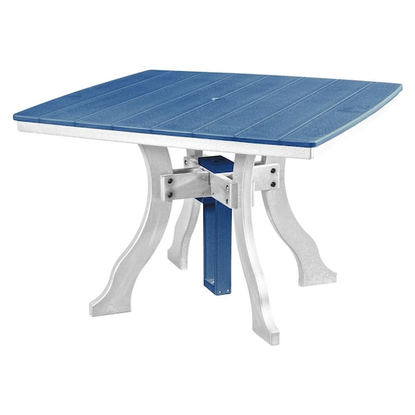 American Furniture Classics Adirondack Series White Frame Square High Density Plastic Dining Height Outdoor Dining Table