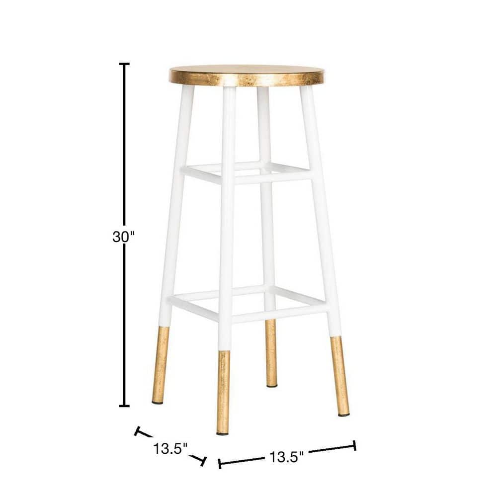 Emery 30" White and Gold Metal Bar Stool