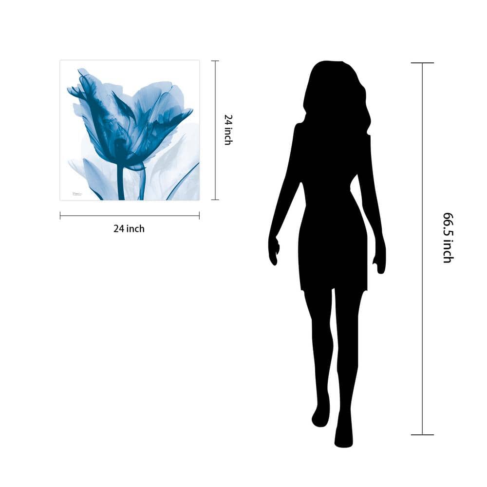 Lusty Blue Tulip 24" Frameless Tempered Glass Wall Art