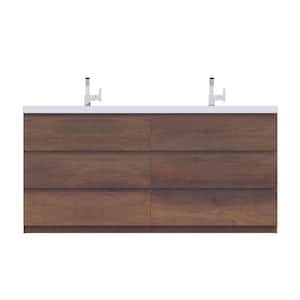 Paterno 72 in. W x 19 in. D Bath Vanity in Rosewood with Acrylic Vanity Top in White with White Basin