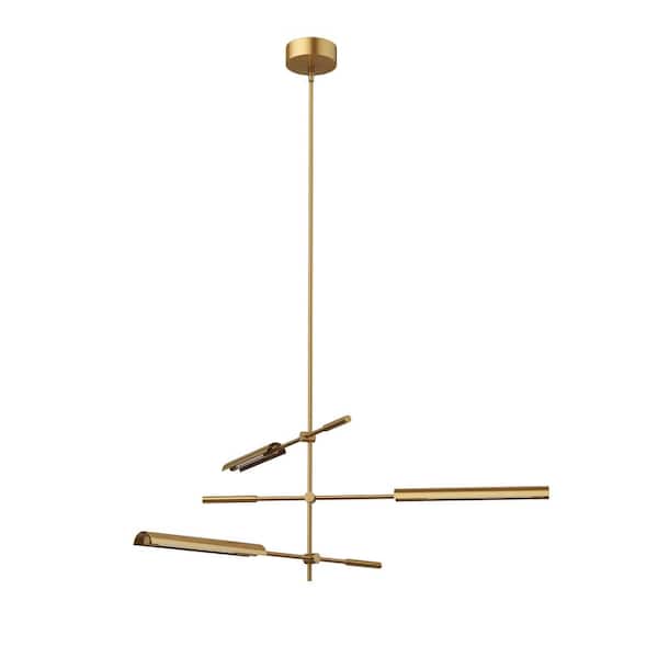 Astrid 3 Head 1 Light 14-Watt Metal Shade/Vintage Brass Integrated LED Pendant Light