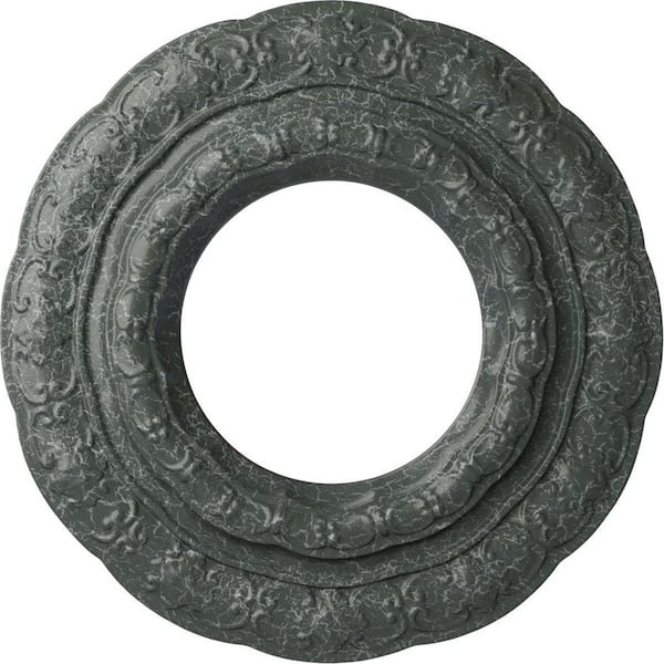 Ekena Millwork 1" x 15-3/8" x 15-3/8" Polyurethane Lisbon Ceiling Medallion, Athenian Green Crackle