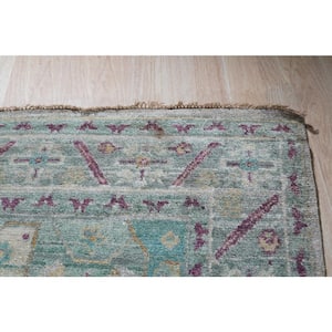 Green/Duck Green 9 ft. x 12 ft. Hand-Knotted Natural Silk Classic Natural Silk Oushak Rug Area Rug