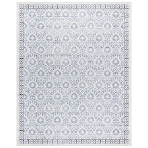 Crystal Print Esme Blue 9 ft. x 13 ft. Floral Digitally Printed Polyester Area Rug