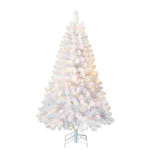 5 ft. White Pre-Lit Artificial Christmas Pine Tree with 200 Micro Dot Clear LED Lights