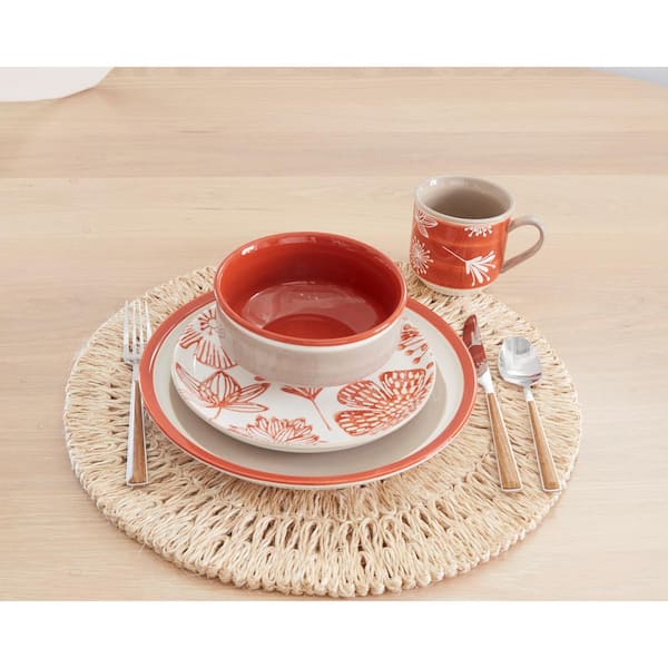 Couleur Red16-Piece Stoneware Dinnerware Set with Service for 4-People