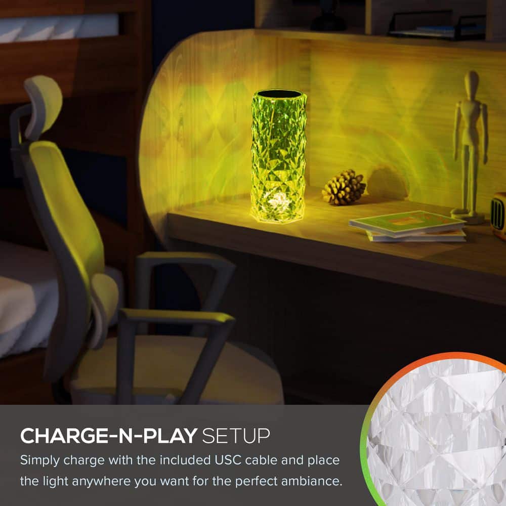 Clear Acrylic Cordless RGB Color-Changing Table Lamp