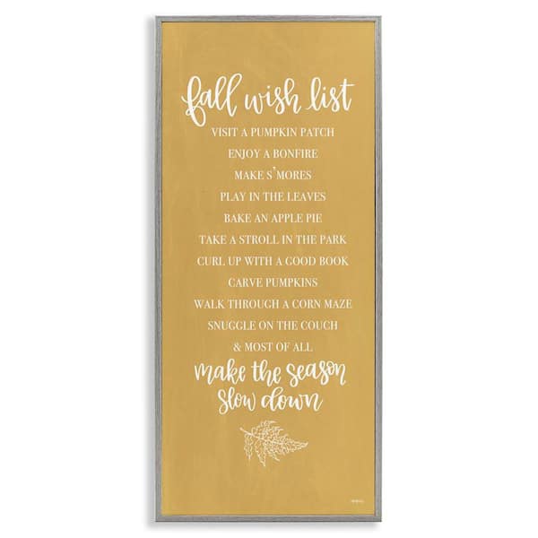 Stupell Industries Tan Fall Wish List by Imperfect Dust Gray Framed Graphic Nature Art Print 30 in. x 13 in.