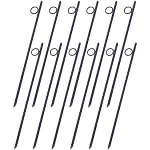 12pcs Black Grip Rebar 3/8 x 18 in. Steel Durable Heavy Duty Tent Canopy Ground Stakes