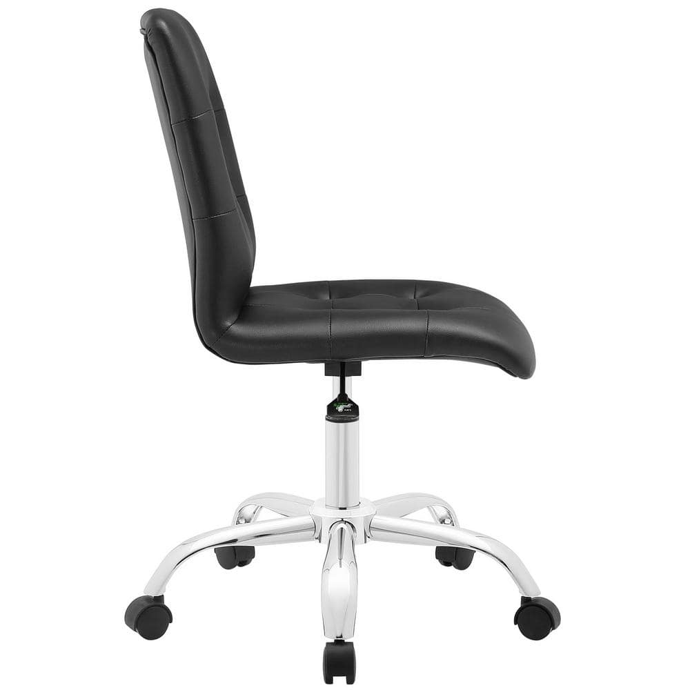 Elegant Finesse Armless Leather Drafting Chair in Black