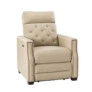 Bona 31.50"Wide Beige Genuine Leather with USB Port Recliner