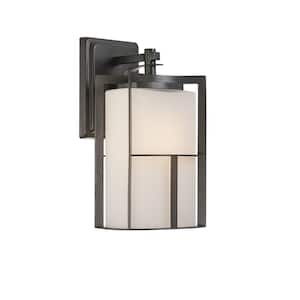 Braxton 13 in. Charcoal 1-Light Outdoor Line Voltage Wall Sconce with No Bulb Included