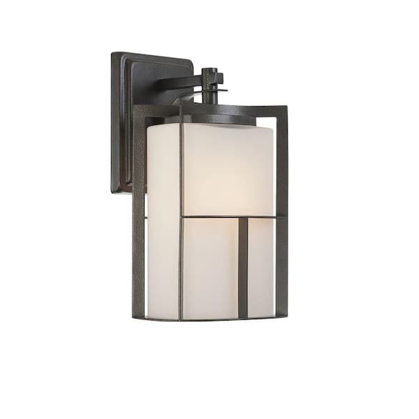 Designers Fountain Braxton 13 in. Charcoal 1-Light Outdoor Line Voltage Wall Sconce with No Bulb Included