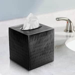 Monarch Hand Hammered Metal Tissue Box Cover in Matte Black