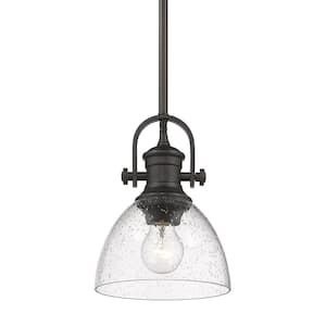 Hines 1-Light Rubbed Bronze Standard Mini Pendant with Glass Shade