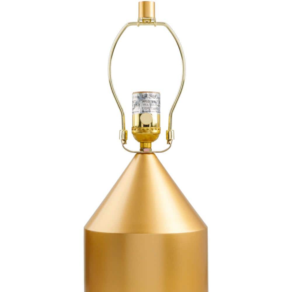 Elder Gold Metal Cylinder Table Lamp with White Shade
