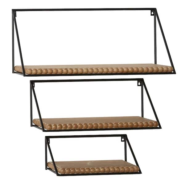 Litton Lane White 1 Shelf Wood Floral Wall Shelf