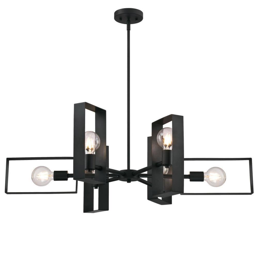 Porter Matte Black Geometric 6-Light Chandelier