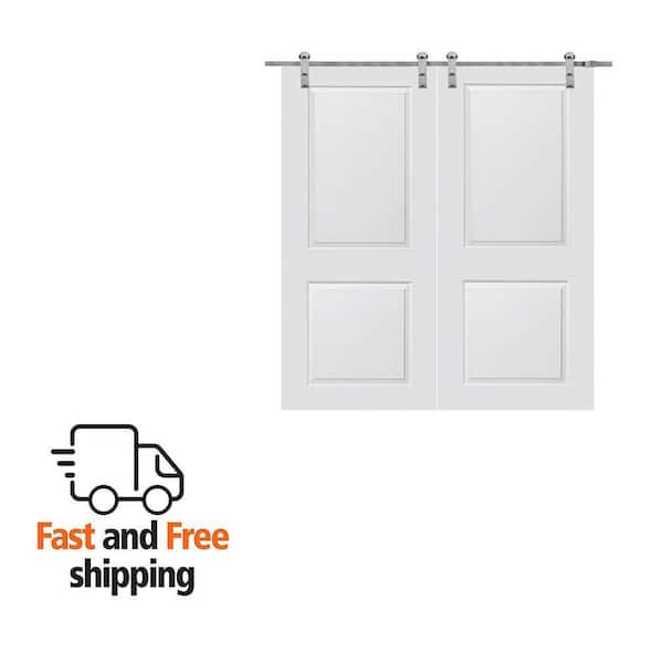 MMI DOOR 72 in. x 84 in. Smooth Carrara Primed Molded MDF Sliding