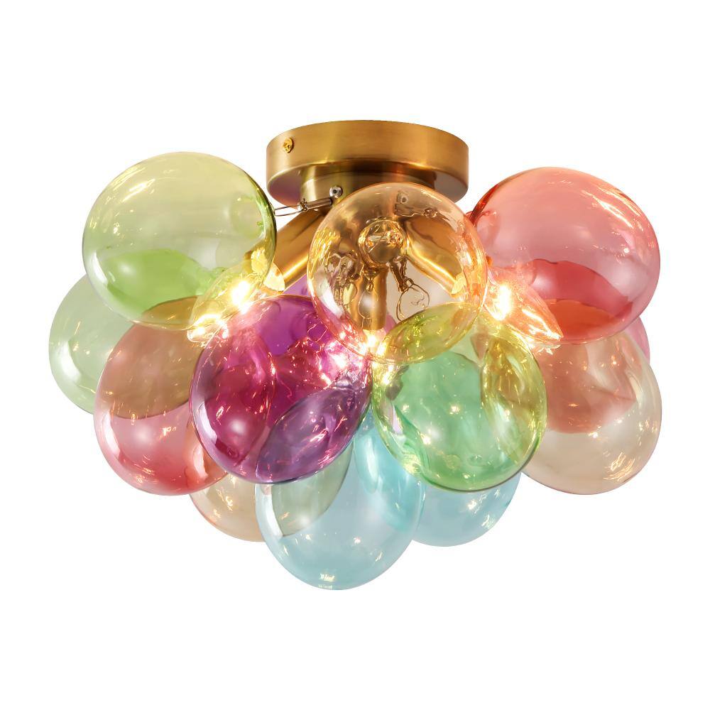 Colorful 3-Light Gold Dimmable Flush Mount Ceiling Light with Bubble Glass for Kids Room or Playroom price history on PriceWatchPro