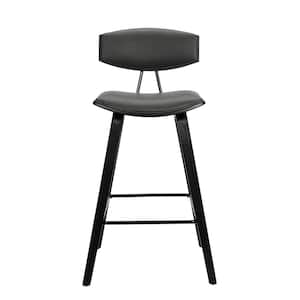38 in. Gray and Black Iron Low Back Bar Height Chair with Footrest