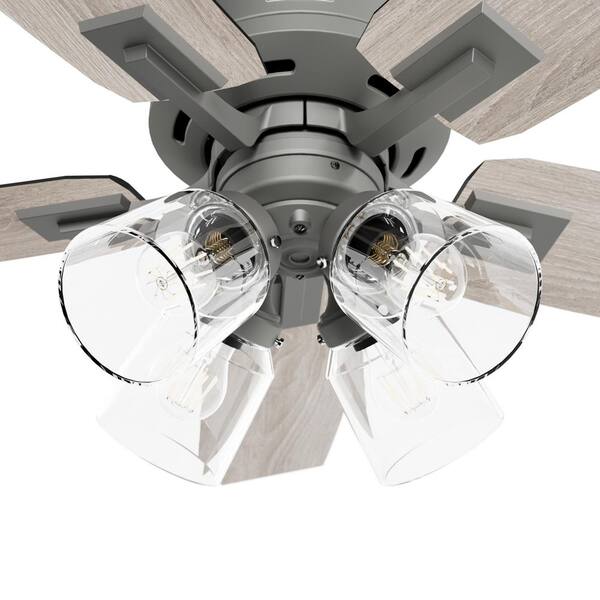 Hunter - Gatlinburg 44 in. Indoor Matte Silver Ceiling Fan with Light Kit and Remote Included