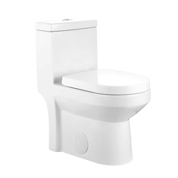 Liberty 12 in. Rough In 1-Piece 1.1/1.6 GPF Dual Flush Compact Round Toilet in White Soft Close Seat Included